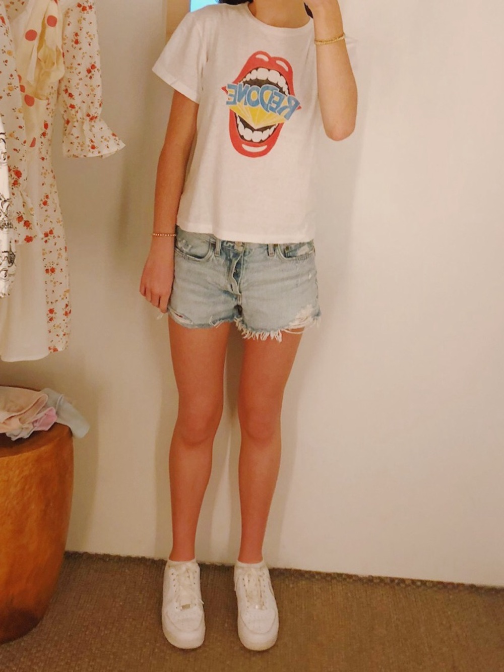Agolde Pale Blue Ripped High-Rise Denim Shorts